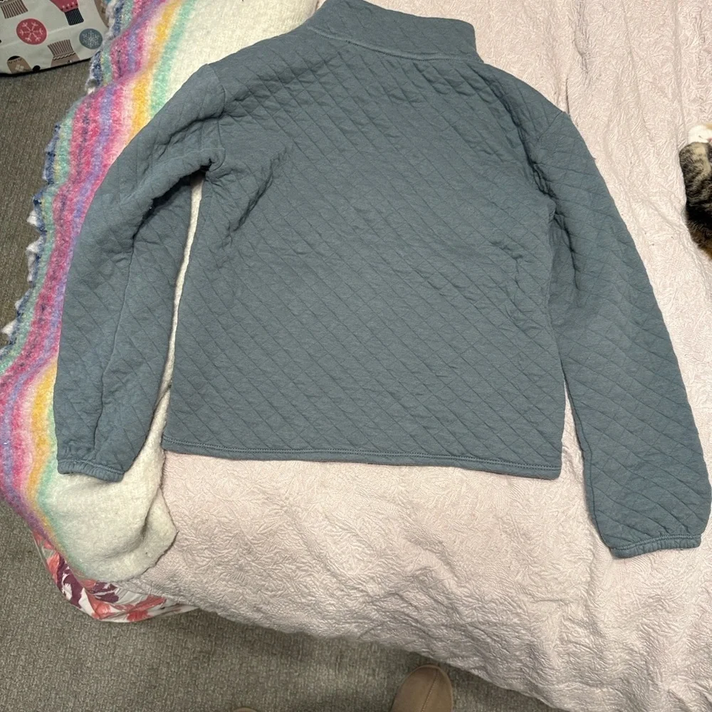 Crewcuts Quilted Pullover in Blue Gray Size 6/8 Medium 3/4 zip Sweatshirt
